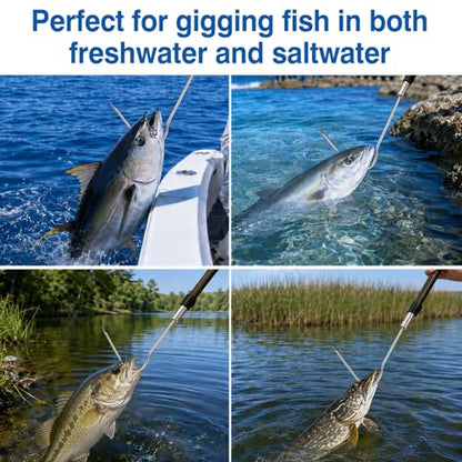5/7 Prong Fishing Harpoon, Stainless Steel Gig Gaff Hook with 8mm Screw, Harpoon Hook for Hunting Fish Flounder Frog Gig in Pond River Lake, Capable for Fishing Gaff Gig Pole - color: 1 Prong with 8mm screw