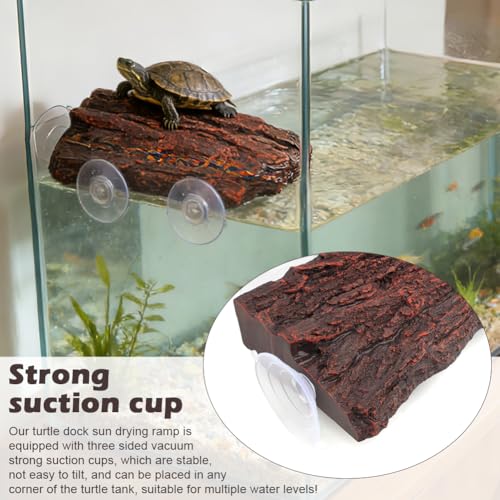 Turtle Basking Plat Form with 3 Suction Cups, Fish Tank Aquarium Tortoise Climbing Plat Form, Baby Tortoise Resting Terrace, Climbing Ramp Shale Reptiles Dock for Terrapins, Frogs