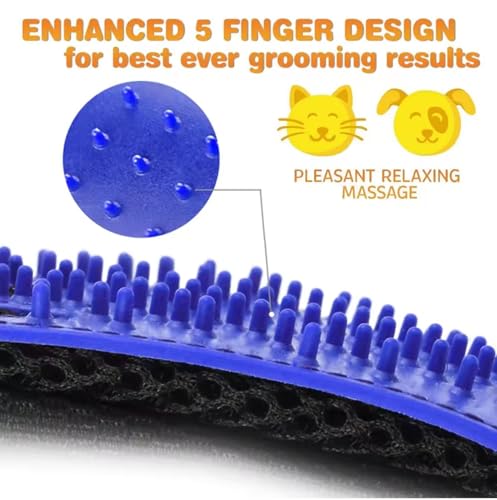 Pet Grooming Glove-Pet Hair Remover Glove- Perfect pet Cleaning Brush Glove- Perfect Washing Glove Brush of the Dog & pet for Short and Long Fur - 1 Pack (Right-Hand), Blue