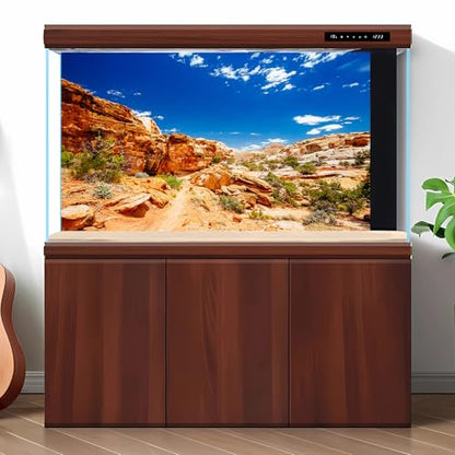Desert Reptile Tank Background Blue Sky Rock Boulders Terrarium Background Desert Landscape Reptile Terrarium Background Rocky Bush Reptile Habitat Background Bearded Dragon Tank Background 24x12in - color: Blue, size: 24(W)x12(H)inches/ 60(W)*30cm(H)