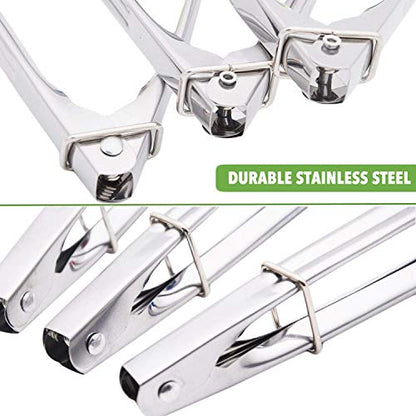 HINMAY 7-Inch Small Serving Tongs with Silicone Tips, Set of 3 (White) | 7-Inch Mini Tongs - color: White