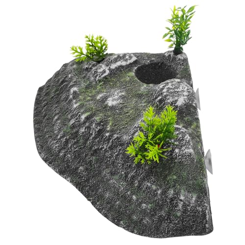 DOITOOL Turtle Basking Platform and Climbing Ramp with Realistic Rock Sculpture, Floating Turtle Resting Habitat Decoration for Aquarium Fish Tank and Reptile Climbing Accessory