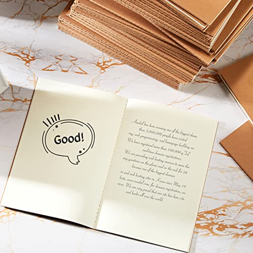 100 Pcs Journals Notebooks Bulk - Kraft Softcover A5 Small Notebooks 5.5 Inch x 8.3 Inch Notepads with 60 Page 30 Sheet for Writing Sketch Travel Office Supplies(Brown,Unlined) - color: Brown, style: Unlined