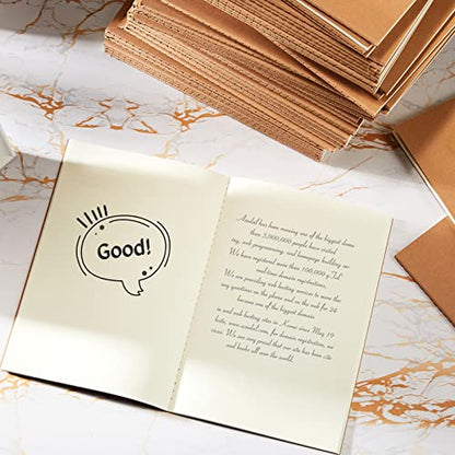 100 Pcs Journals Notebooks Bulk - Kraft Softcover A5 Small Notebooks 5.5 Inch x 8.3 Inch Notepads with 60 Page 30 Sheet for Writing Sketch Travel Office Supplies(Brown,Unlined) - color: Brown, style: Unlined