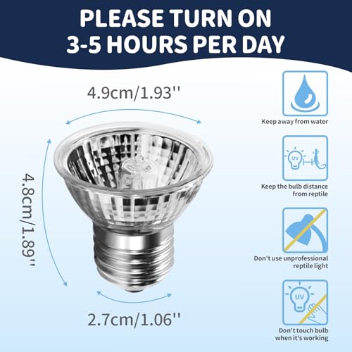 GOZILLA 4 Pack Reptile Heat Lamp, E27 UVA UVB Reptile Light Bulb, Heat Light Bulb for Tortoise, Bearded Dragon, Snakes.(2PCS 25W + 2PCS 50W) - color: Light Bulb-4 Pack (25w*2+50w*2)
