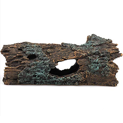 La La Pet® Reptile Log Hideaway Reptile Hideouts Resin Wood Gecko Hides and Caves Bark Bends Lizard Habitat Decor Aquarium Fish Tank Accessories for Spiders Snake Frog Turtle Amphibians