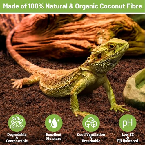 Riare 1 Pack Natural Coconut Fiber Substrate, Coco Coir Reptile Substrate | Coconut Husk Reptile Bedding for Tortoises, Snakes, Geckos, Bearded Dragons & Hermit Crabs, Enclosures & Terrarium Setups - color: 1 pack