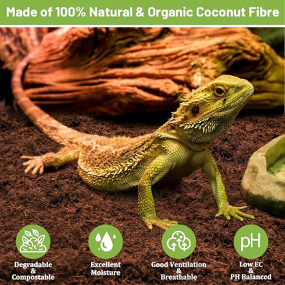Riare 1 Pack Natural Coconut Fiber Substrate, Coco Coir Reptile Substrate | Coconut Husk Reptile Bedding for Tortoises, Snakes, Geckos, Bearded Dragons & Hermit Crabs, Enclosures & Terrarium Setups - color: 1 pack