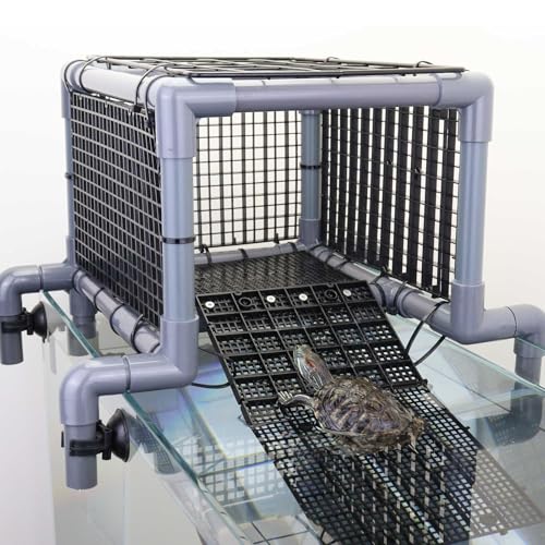 Above-Tank Turtle Basking Platform – Large Loft with Non-Slip Ramp & Drying Area for Aquatic Turtles, Sturdy Tank Topper Fits 20/25/29/55 Gal - size: Large (fits 12‑13 inch wide turtle tanks)