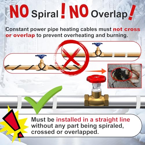 HEATIT Heat Tape for Water Pipes Heating Cable with Thermostat 7Ft 120V | Pipe Heating Cable For Metal And Plastic Home Pipe, Electric Pipe Heat Trace System Protect Pipes In Winter CSA ETL Certified - style: 7 Feet