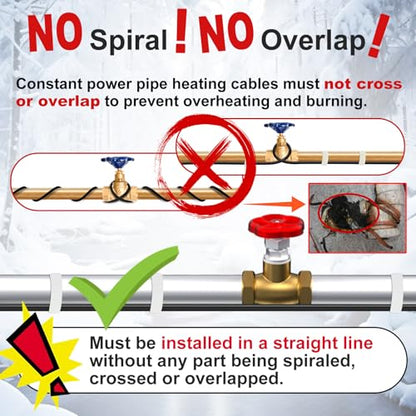 HEATIT Heating Cable - CSA & ETL Approved, Prevents Pipe Freeze, Keeps Water Flowing, Energy-Efficient, Reliable Performance, Hassle-Free, Durable Heat Tape for Water Pipes HISD 6ft, 7w/ft, 120V - style: 6 Feet
