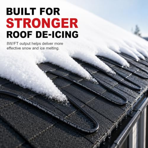H&G lifestyles 8W/FT Heat Tape for Water Pipes 30FT | Self-Regulating Heat Cable for Pipe Freeze Protection,Snow De-icing Heating Tape for Winter,Keeps Water Flowing at -40°F - color: 30-feet