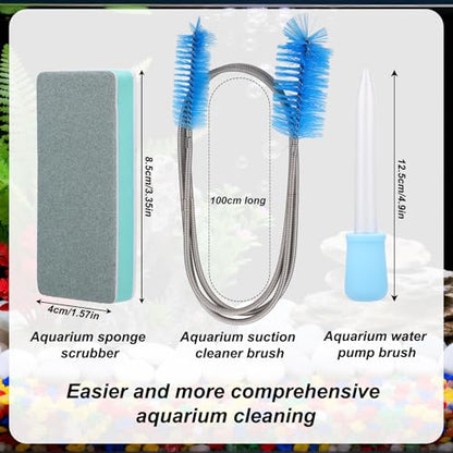 Aquarium Cleaning Tools Kit, Includes 4 Double Sided Sponge Scrubbers 2 Suction Cleaner Brushes & Water Pump Brush for Fish Tank Cleaning & Maintenance - style: 7pcs Cleaning Tools Kit