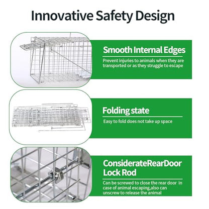17" Humane Folding Squirrel Trap,Easy Catch and Release | Humane Live Animal Trap for Squirrels