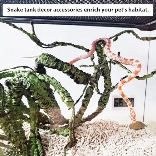 Reptile Vines Plants Decor, Lizard Tank Accessories Artificial Plants Vines and Flexible Leaves for Lizard Geckos Snakes Hermit Crab Frogs