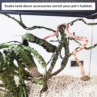 Reptile Vines Plants Decor, Lizard Tank Accessories Artificial Plants Vines and Flexible Leaves for Lizard Geckos Snakes Hermit Crab Frogs