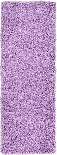 Unique Loom Solid Shag Collection Area Rug (2' x 6' 5" Runner, Lilac) - color: Lilac, size: 2' x 6'5" (Runner)
