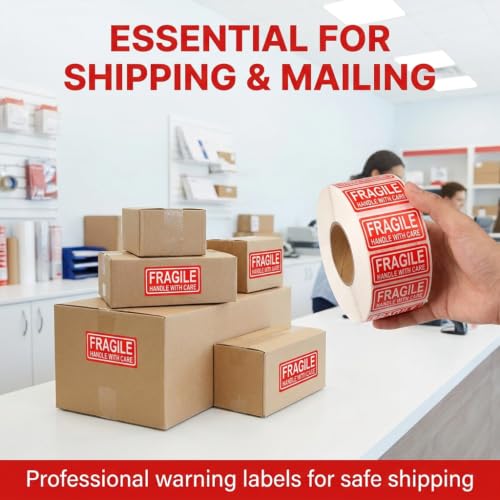 120Pcs Fragile Shipping Labels, Handle with Care Packing Stickers | 120Pcs high-visibility fragile labels mark delicate boxes, parcels, envelopes, moving cartons, mailers. - color: 120pcs- Fragile Stickers Handle