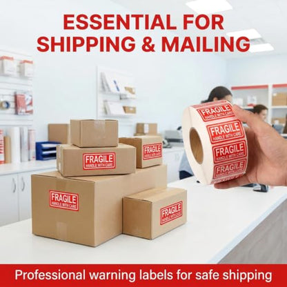 120Pcs Fragile Shipping Labels, Handle with Care Packing Stickers | 120Pcs high-visibility fragile labels mark delicate boxes, parcels, envelopes, moving cartons, mailers. - color: 120pcs- Fragile Stickers Handle
