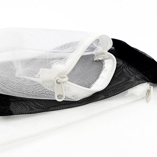 DEPEPE Aquarium Filter Media Bags 10 Pack 7.8x5.9in Zipper Mesh | Large Mesh, Zipper Closure, 5 White and 5 Black Bags, for Activated Carbon Ceramic Rings Biospheres and Filter Media