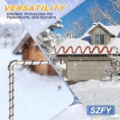 3FT~200FT Heat Tape for Water Pipes -40°F Deicing Pipe Heat Cables for Roof (30 FT) - size: 30FT
