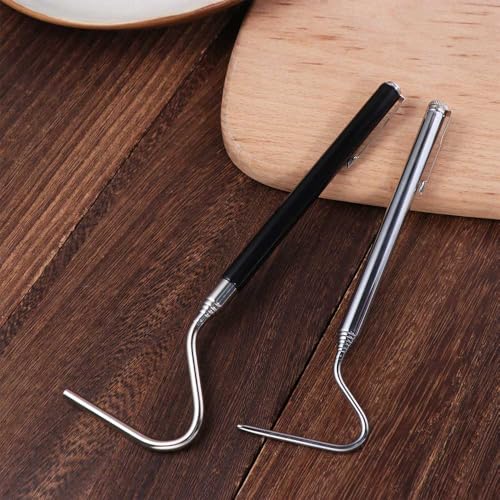 Adjustable Stainless Steel Snake Hook Retractable Long Handle Professional Amphibious Reptile Catching Tool Accessories(Silver) - color: Silver