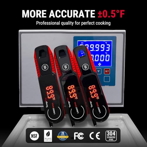 TempPro TempSwift 1 Sec Instant Read Meat Thermometer Digital | Kitchen Food Thermometer with 180° Rotating Display, IP67 Waterproof Cooking Thermometers for Deep Fry Smoker Grill BBQ, Red - color: Red