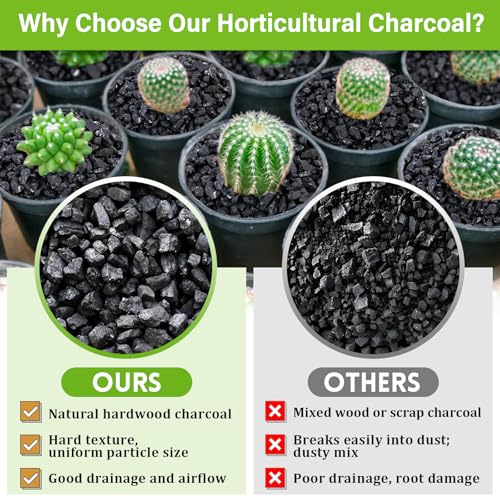 8QT All Natural Horticultural Charcoal- Activated Hardwood Plant Charcoal for Soil Amendment, Conditioning Bonsai Soil, Succulent Soil, Terrarium Supplies, Indoor Plant Potting Soil - color: 8 QT