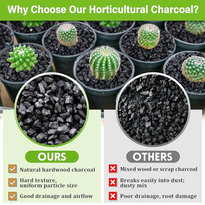 8QT All Natural Horticultural Charcoal- Activated Hardwood Plant Charcoal for Soil Amendment, Conditioning Bonsai Soil, Succulent Soil, Terrarium Supplies, Indoor Plant Potting Soil - color: 8 QT