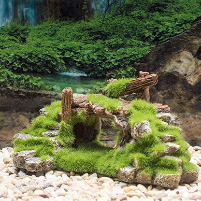 S-Lifeeling Fish Tank Decoration Moss Rockery Stone Plants Wood Ruins Landscaping Turtle Tank Decoration Fish Shrimp Shelter
