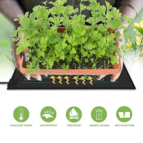 Seedling Heat Mat with Thermostat 40-108 Degrees Fahrenheit Warming Pad, Warm Hydroponic Heating Pad with Controller for Germination, 10" x 20.75" UL & MET-Certified - size: 10x20.75