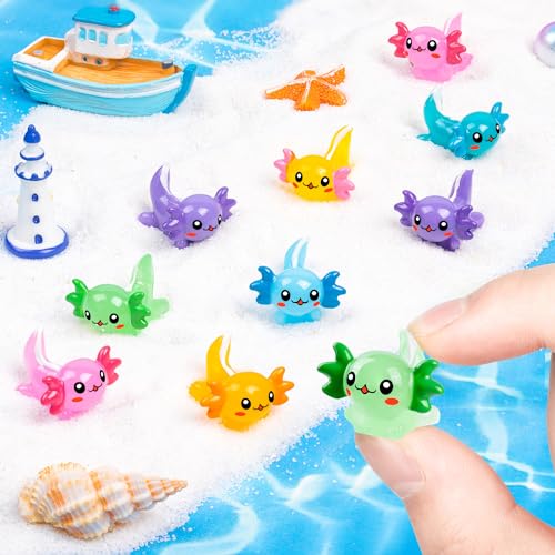 140Pcs Mini Resin Axolotl, Miniature Animal Figurine | Garden Landscape Aquarium Dollhouse Ornament Potted Plants Decor for DIY Craft Garden Fairy Decoration Birthday Party Favor