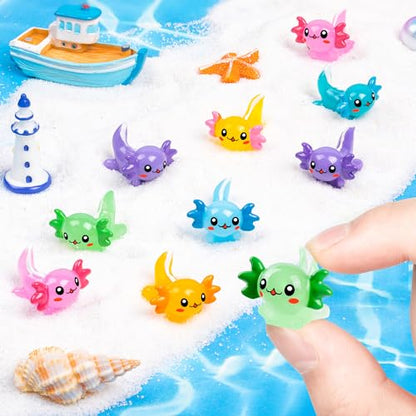 140Pcs Mini Resin Axolotl, Miniature Animal Figurine | Garden Landscape Aquarium Dollhouse Ornament Potted Plants Decor for DIY Craft Garden Fairy Decoration Birthday Party Favor