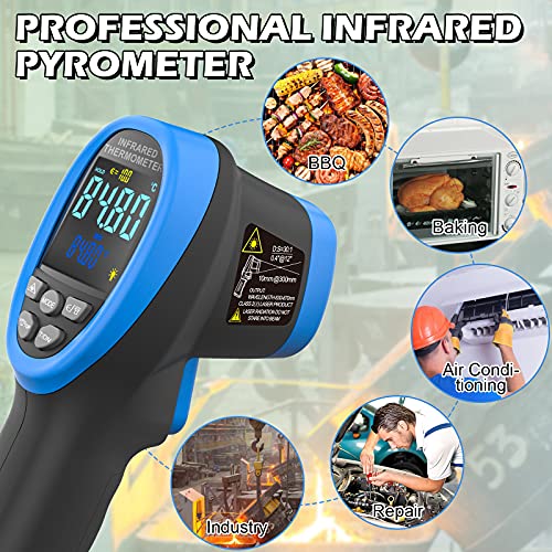 BT-1500C Pyrometer Non Contact Laser Infrared Thermometer Measures -58℉ to 2732℉ (-50℃ ~ 1500℃) High Temp, IR Temperature Gauge with Color LCD (NOT for Human Temp) - color: BT-1500C Blue
