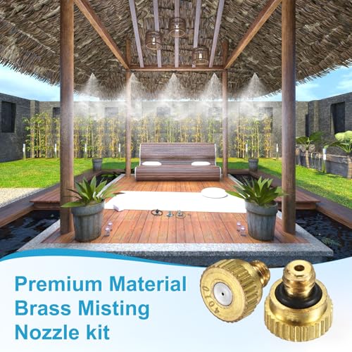M METERXITY 10-Pack Brass Misting Nozzles, 0.016inch/0.4mm Orifice Heavy Duty 10/24 UNC Screw Thread Misting Nozzle Plug for Outdoor Spray Cooling System/Patio Mist System/Dust Control - size: 0.016inch/0.4mm