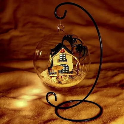 Abom 3 Pack 13in Ornament Display Stand, Air Plant Holder, Terrariums Hanger, Black Iron Hanging Hook for Christmas Halloween Decoration, Glass Crystal Witch Ball, Home Wedding, Party Decor