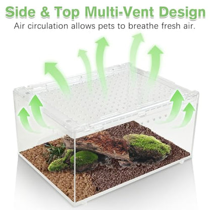 Reptile Terrarium Enclosure 8"x6"x4" Acrylic Tarantula Breeding Box Magnetic Hermit Crab Habitat Transparent Jumping Spider Cage for Insect Snail Amphibians Sling Isopods - size: S: Standard Version