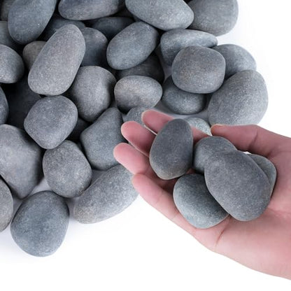 Pulovin 20 lbs River Rocks for Landscaping, 1-2 inch Natural Rocks for Aquarium, Fish Tank, Decorative Garden Stones for Plants, Flower Pots, Vase, Walkways - size: 1-2 Inch