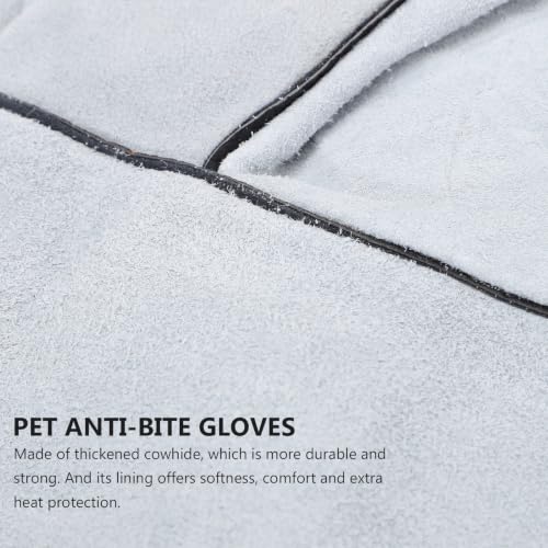 YARNOW 1 Pair Leather Anti-bite Gloves for Pet Handling and Work, Heat Resistant and Fire Resistant Protection Gloves for Hand and Forearm Safety