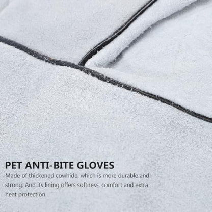 YARNOW 1 Pair Leather Anti-bite Gloves for Pet Handling and Work, Heat Resistant and Fire Resistant Protection Gloves for Hand and Forearm Safety