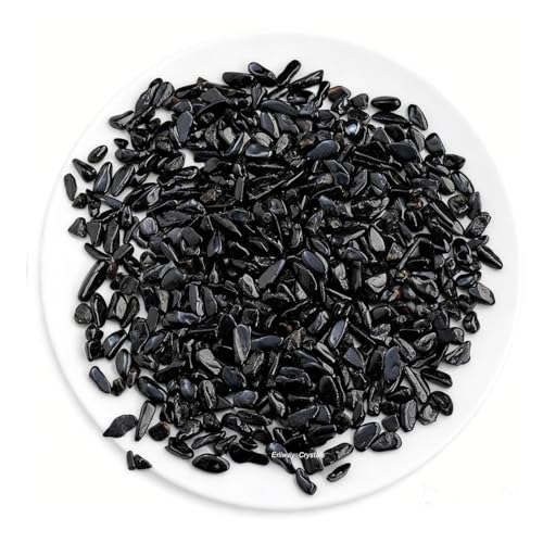 Erliway Black Tourmaline Crystal Chips Bulk for Vase Filler, 0.5 lb 7-9 mm | Natural Crushed Crystal Stone for Spell Jar, Aquarium Gravel, Reiki Healing Meditation, Jewelry Making, Resin Art, Home Décor - color: Black Tourmaline