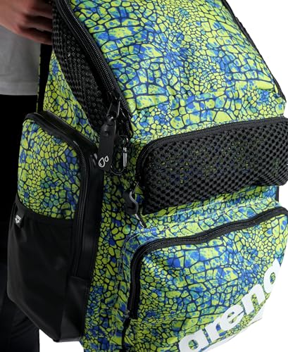 ARENA One Go Swim Backpack Travel Large Size Athletes Sports Equipment Bag 45 Liters - color: Snakeskin Print Green