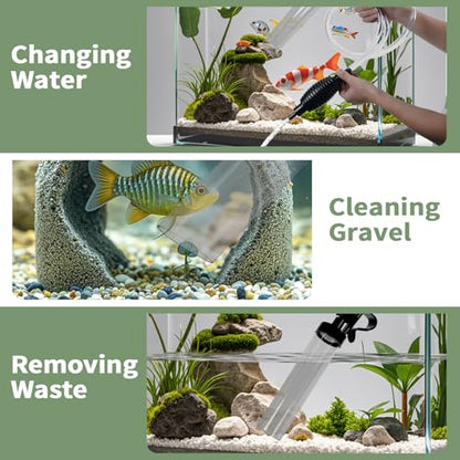 5ft Aquarium Siphon Vaccum Cleaner for Fish Tank Cleaning Gravel & Sand - size: 5ft