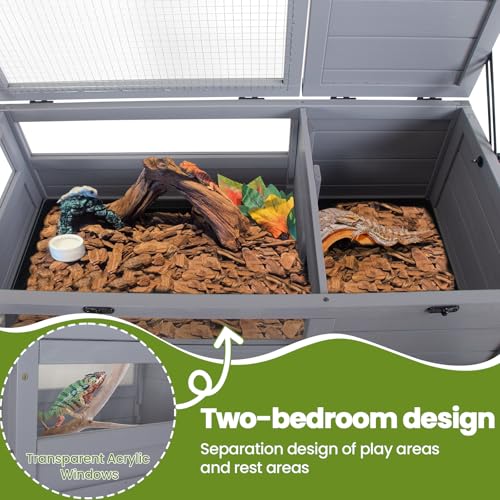 Agitree Premium Reptile Habitat Enclosure, Light Gray | For Tortoises, and Lizards, Adjustable Lighting, 360° Wheels, Easy-Clean Design, Secure Ventilation