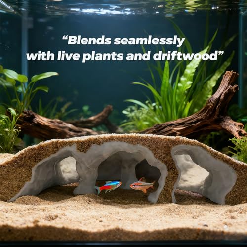 3D Printed Large Aquarium Cave for Fish Tank, Natural Under Gravel Underground Tunnel Hideout for Corydoras, Kuhli Loach, Clown Loach and Betta