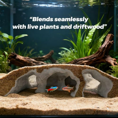 3D Printed Large Aquarium Cave for Fish Tank, Natural Under Gravel Underground Tunnel Hideout for Corydoras, Kuhli Loach, Clown Loach and Betta