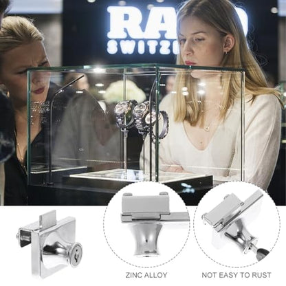 Cabinet Lock for Showcase Glass Door Sliding Lock 409 Alloy Double Swing for Display Case Security in Shops and Home