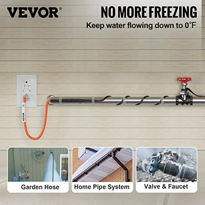 VEVOR Self-Regulating Pipe Heating Cable, 120-feet 5W/ft Heat Tape for Pipes Freeze Protection, Protects PVC Hose, Metal and Plastic Pipe from Freezing, 120V - size: 120 Feet