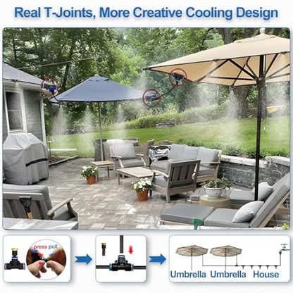 Pre-Assembled Misters for Outside Patio,Outdoor Misting System,50FT|15M. | Backyard Water Cooling Mist Kit for Garden,Greenhouse,Deck,Umbrella,Canopy,Pool,Porch,Trampoline,Park - size: 50FT-Pre-Flt