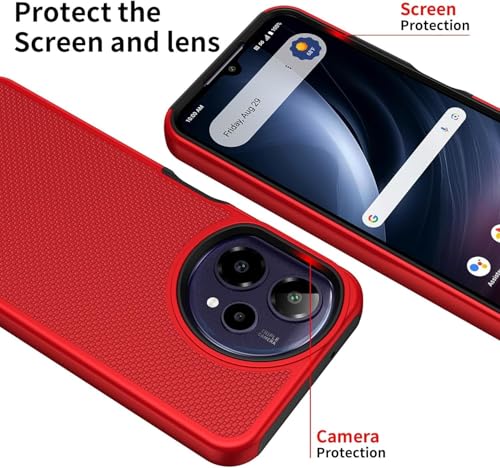for Cricket Icon Pro SN512C 2026 Slim Dotted Hybrid Cover Phone Case + Extreme Band (Red) - color: Red